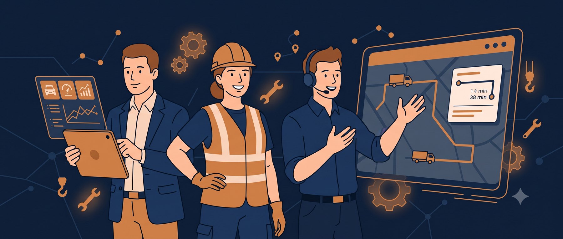 Owner, operator, and dispatcher working from one live system